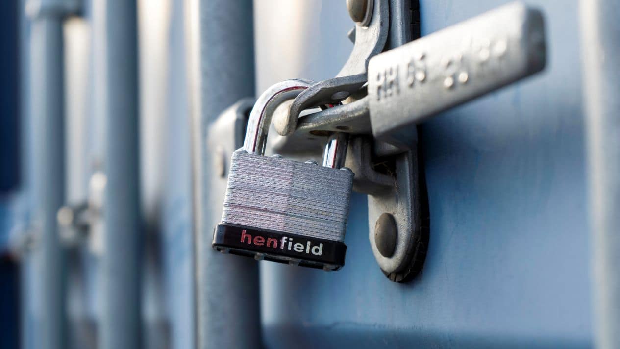 Henfield Branded Padlock Securing a Container