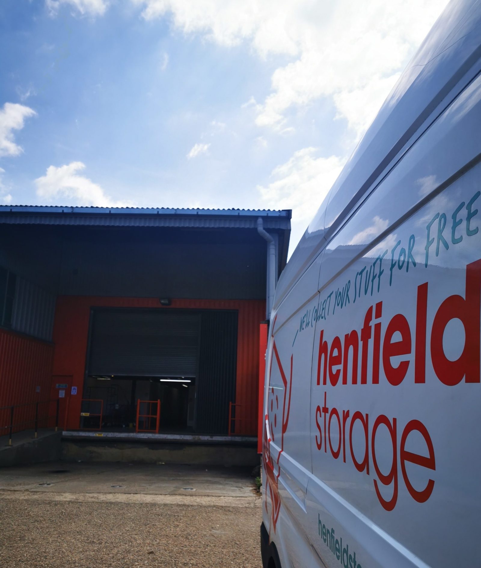 Henfield Storage van outside Staples Corner facility