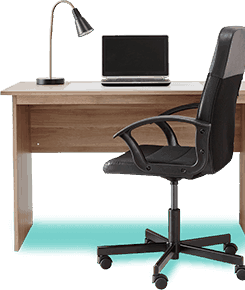 office desk, chair and laptop representing business storage