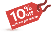 10% off uniform personnel