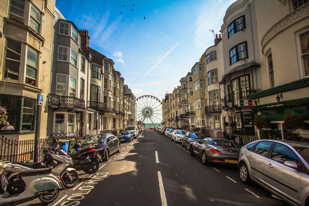 Brighton promenade and seafront on a sunny day