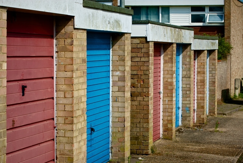 Row of garage-style storage units