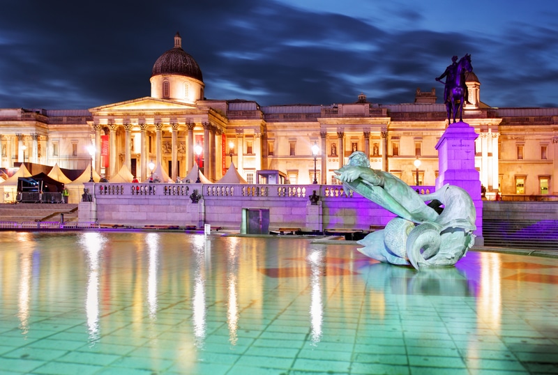 The National Gallery building in Trafalgar Square London