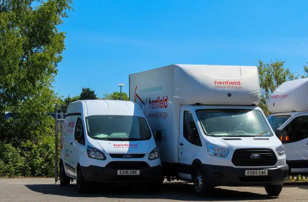 Henfield Storage vans parked outside facility