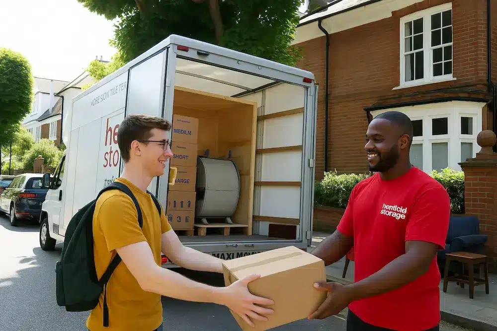 Henfield Storage van collecting items from a student’s home