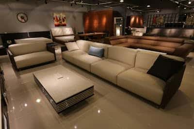 Modern furniture set including sofas and table in room